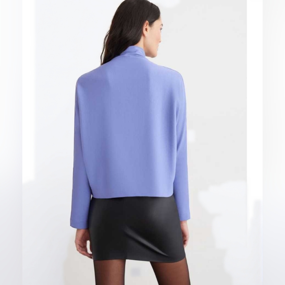 🟣L💜Dynamite Mock Neck Long Sleeves Ribbed Top in Violet / Lavender - Picture 4 of 13